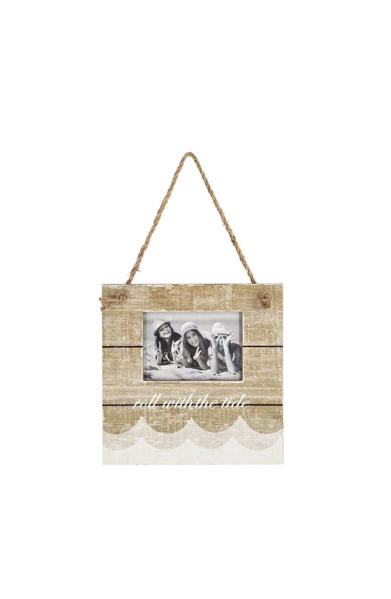Beachcombers 9" MDF Rolling Tide Hanging Frame Beach Coastal Nautical Photo Frame, Main, color, Beige