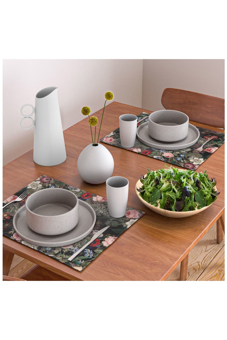 Dark Garden by Burcu Korkmazyürek Cotton Placemats, Alternate, color, BLACK