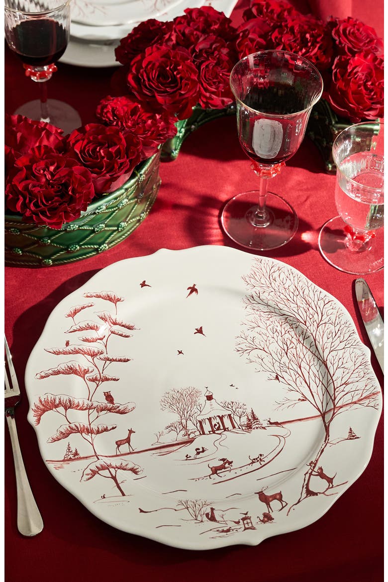 Country Estate Winter Frolic Plate, Alternate, color, RUBY
