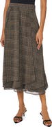 Halogen® Paneled Plaid Midi Skirt