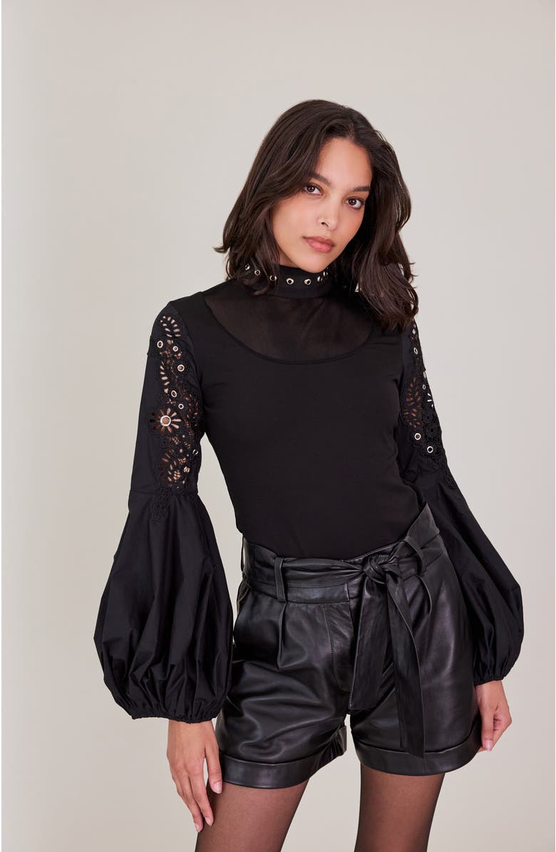 Anne Fontaine Lenna Top, Alternate, color, Black