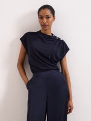 Phase Eight Paige Ruched Shoulder Hardware Ponte Top