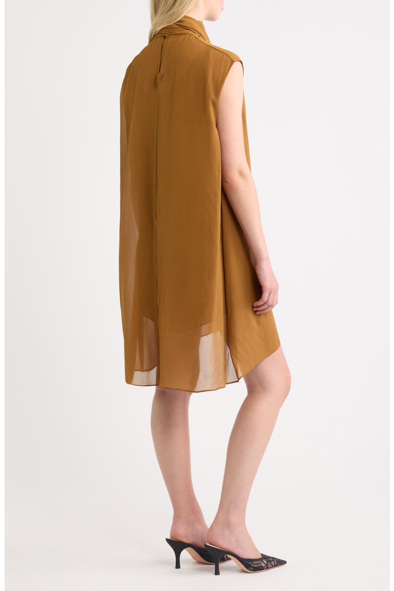 The Wisp Tie Neck Silk Shift Dress, Alternate, color, BRONZE
