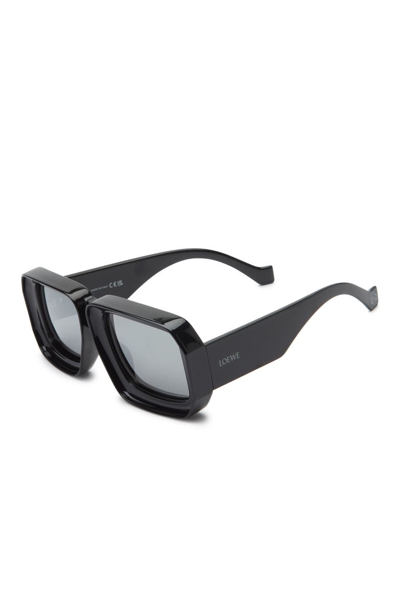 x Paula's Ibiza Dive In Mask 56mm Square Sunglasses, Alternate, color, SHINY BLACK / SMOKE MIRROR