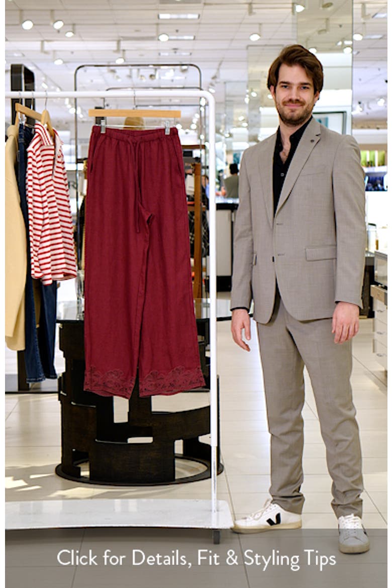 Emmie Embroidered Linen Drawstring Pants video