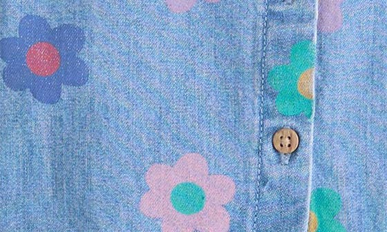 NEXT Kids' Floral Print Sleeveless Denim Dress — фото 8