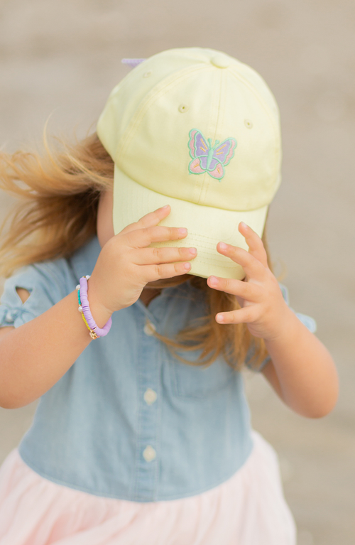 Bits & Bows Butterfly Twill Bow Baseball Hat In Yellow