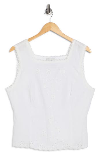 Reformation Lorie Embroidered Eyelet Linen Tank In White
