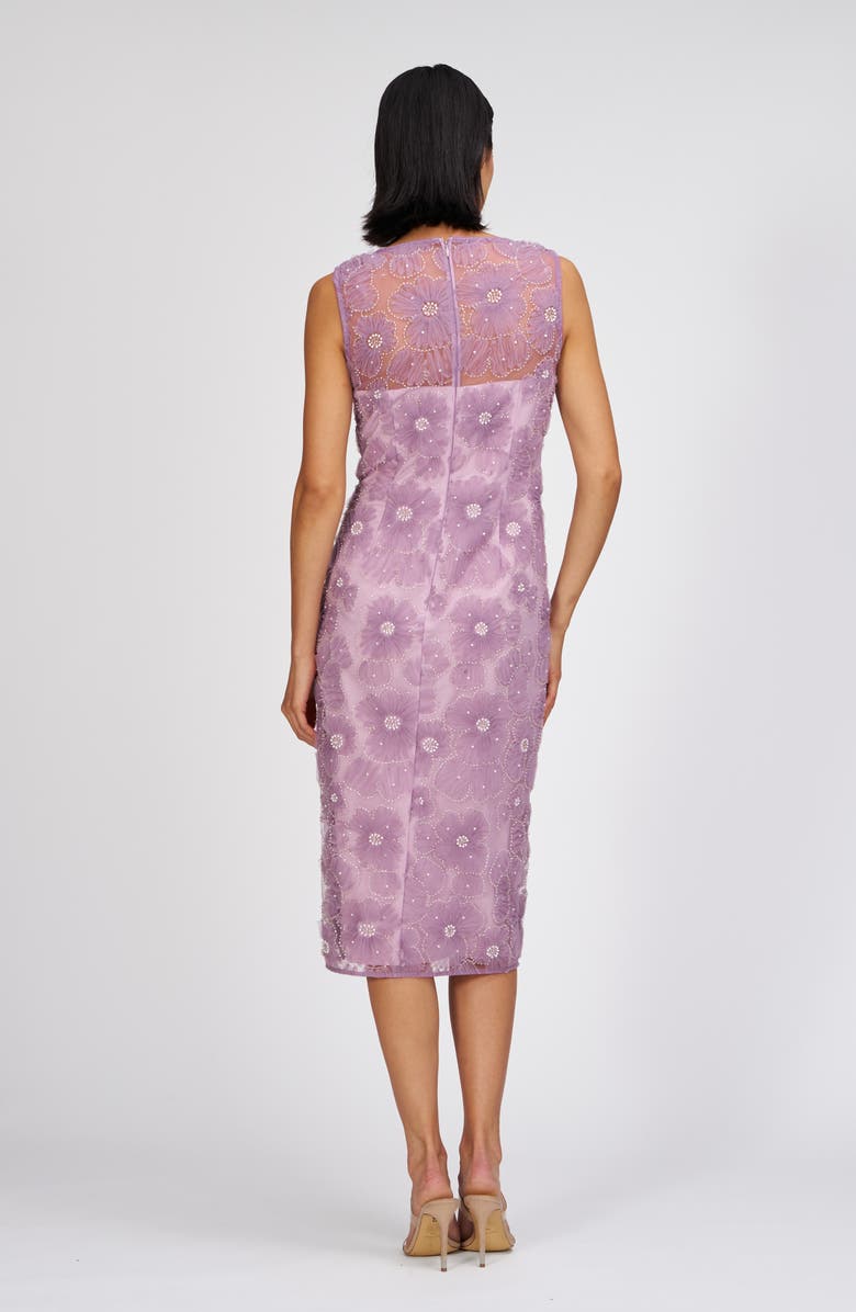 JS Collections Beaded Floral Appliqué Cocktail Sheath Dress, Alternate, color, 