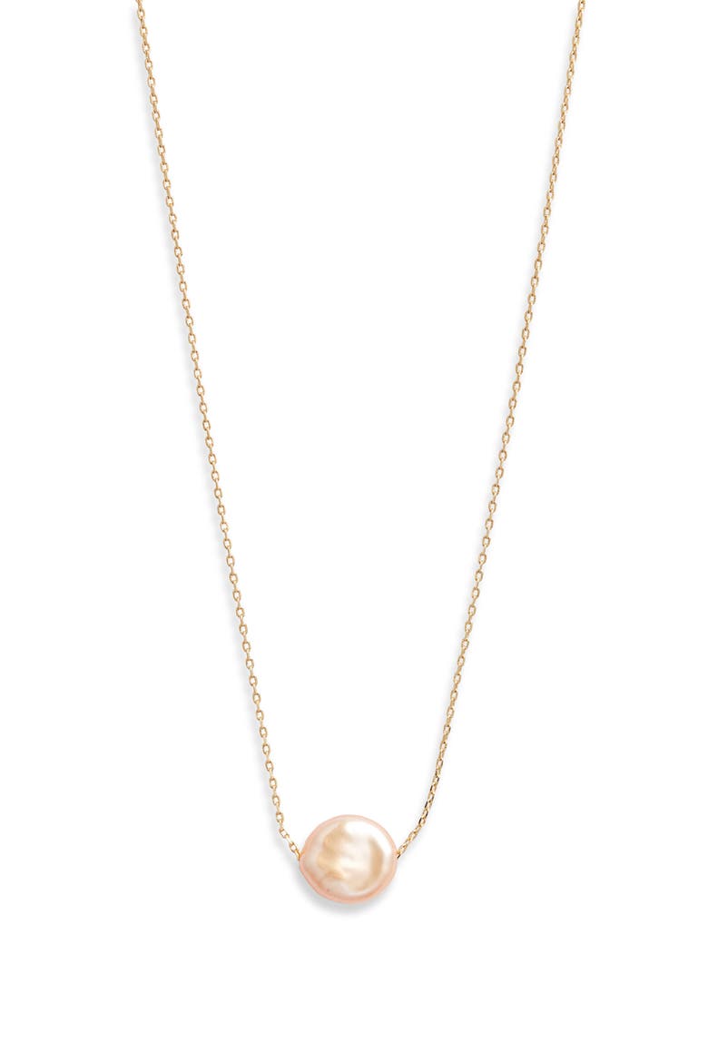 Demi Fine Baroque Pearl Pendant Necklace, Main, color, BLUSH- 14K GOLD PLATED