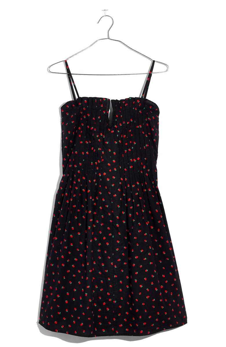 Madewell Strawberry Print Pintuck Ruffle Dress, Alternate, color,