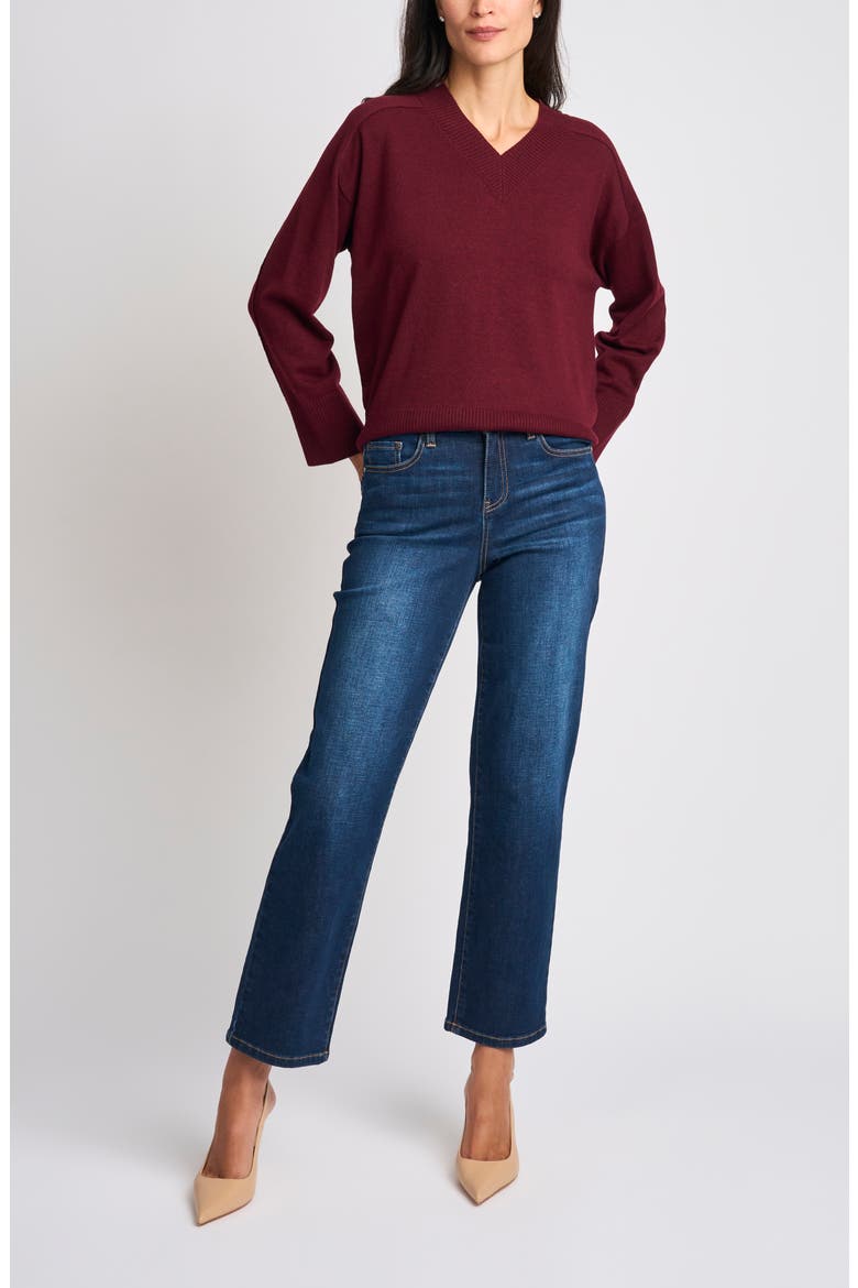 V-Neck Sweater, Alternate, color, RICH BURGUNDY