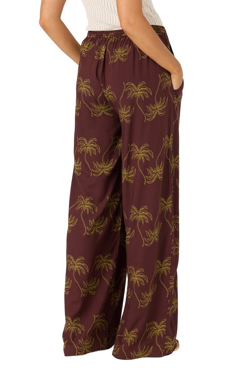 O'Neill Rosalie Palm Stripe Pants, Alternate, color, Chocolate