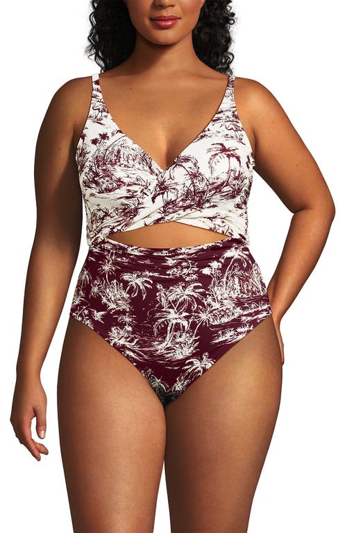 Lands' End Wrap Monokini High Leg One Piece Swimsuit In Multi