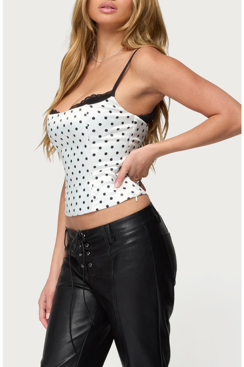 Polka Dot Layered Lace Trim Camisole, Alternate, color, WHITE-AND-BLACK