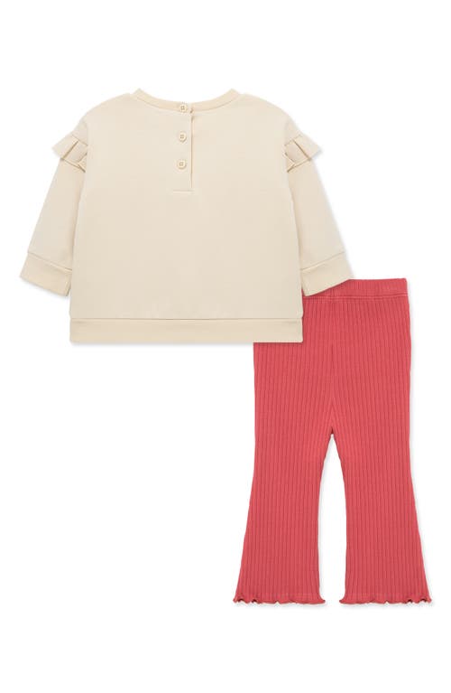 Little Me Loved Sweatshirt & Ribbed Leggings Set In Pink