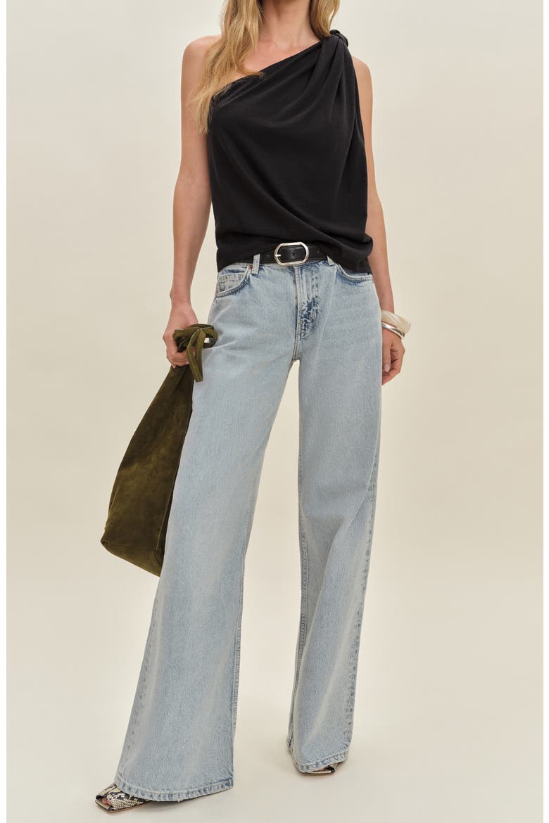 Harvey Knotted One-Shoulder Knit Top, Alternate, color, BLACK