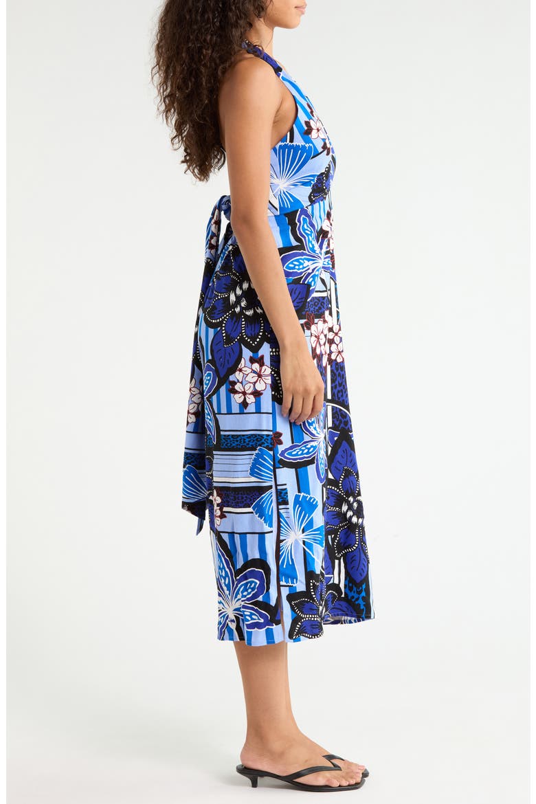 Jabi Floral Reilly Halter Midi Dress, Alternate, color, BROWN-BLUES
