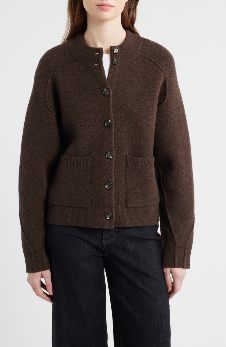 rag & bone Bridget Mock Neck Wool Blend Cardigan, Alternate, color,