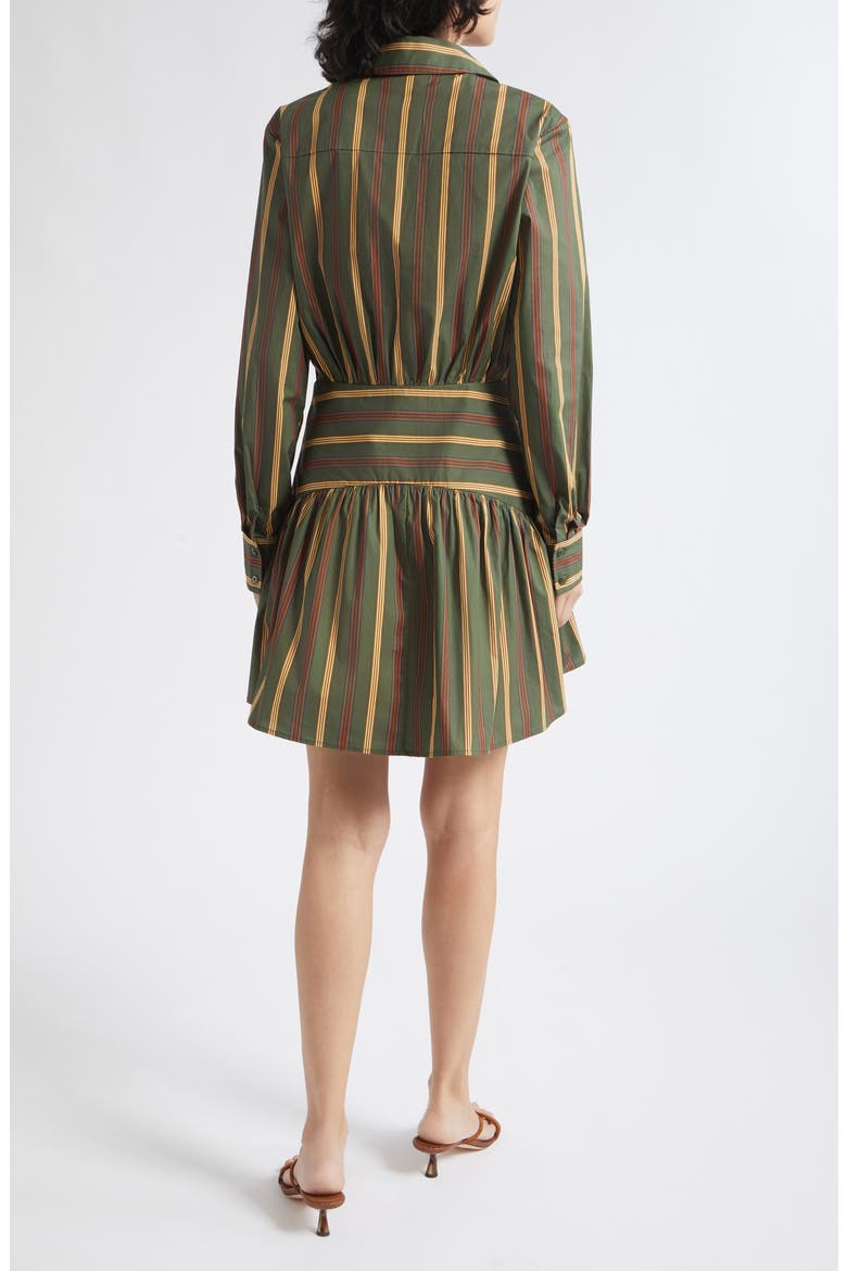 Rocco Stripe Long Sleeve Mini Shirtdress, Alternate, color, DARK OLIVE STRIPE