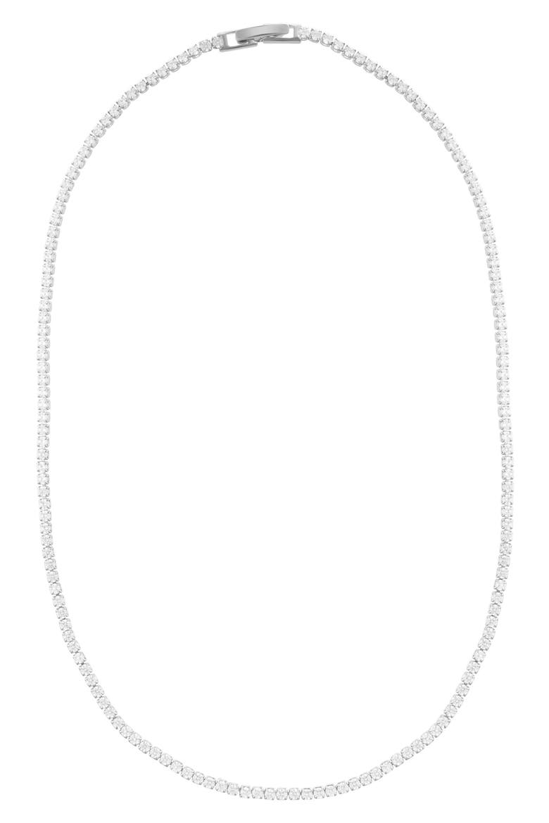 CZ Tennis Necklace, Main, color, SILVER
