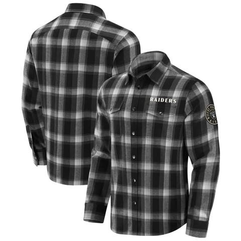 Men's Darius Rucker Collection by Fanatics Black Las Vegas Raiders Flannel Plaid Full-Snap Shirt