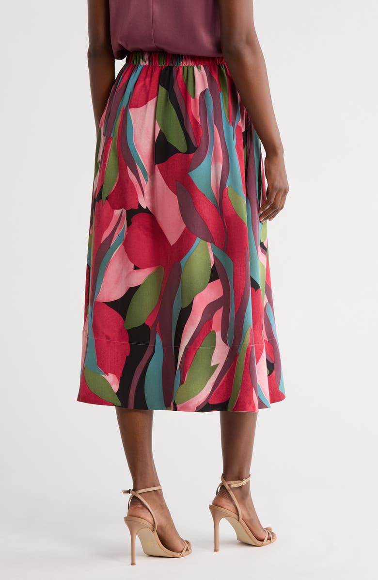 Adrianna Papell Tie Waist Midi Skirt, Alternate, color, Mosaic Leaves