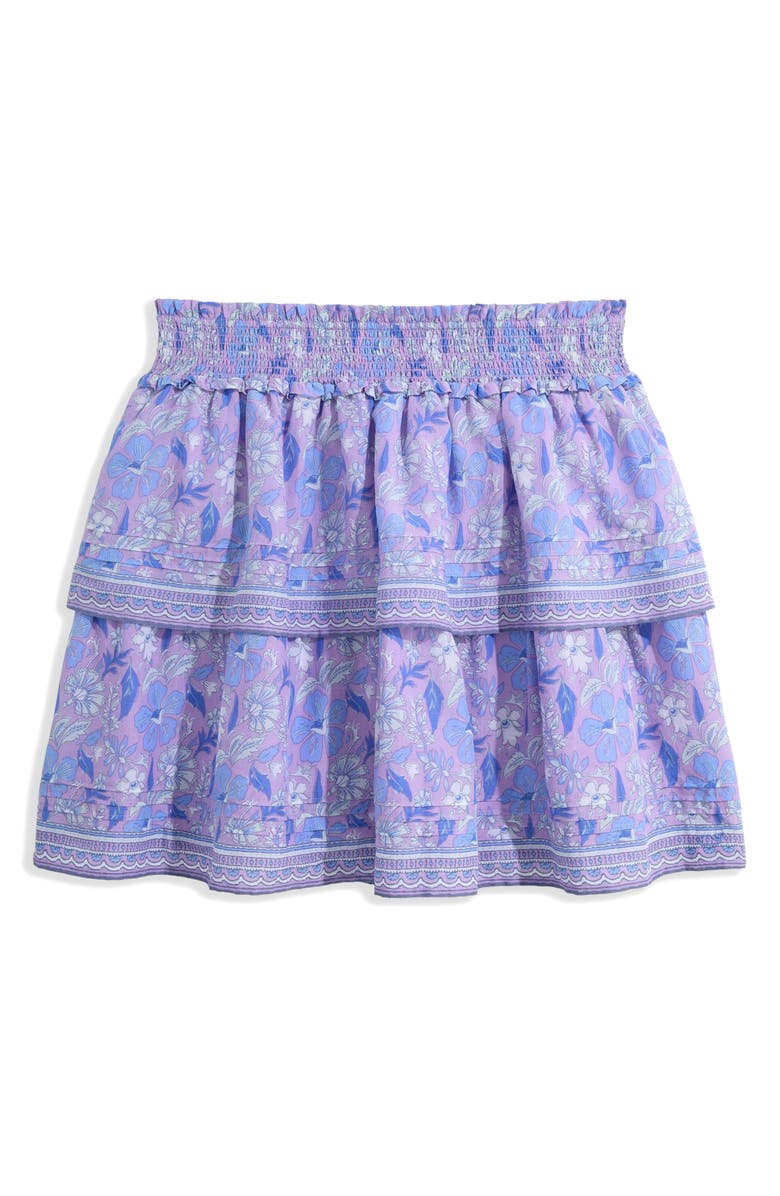 vineyard vines Kids' Pintuck Tiered Skirt, Alternate, color, Print Lilac Breeze