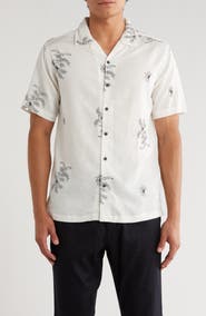 T.R. PREMIUM Floral Embroidered Camp Shirt
