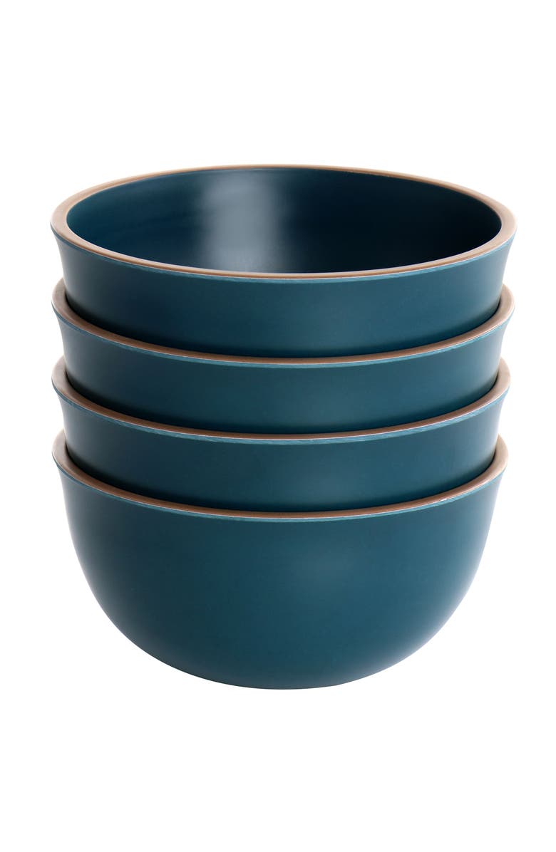 Gibson Home Rockabye 4 Piece Melamine Cereal Bowl Set, Alternate, color, Dark Teal