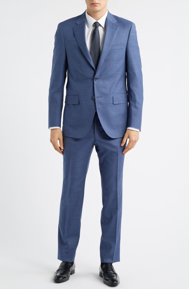 Peter Millar Flynn Classic Fit Medium Blue Microcheck Wool Suit, Alternate, color, Medium Blue
