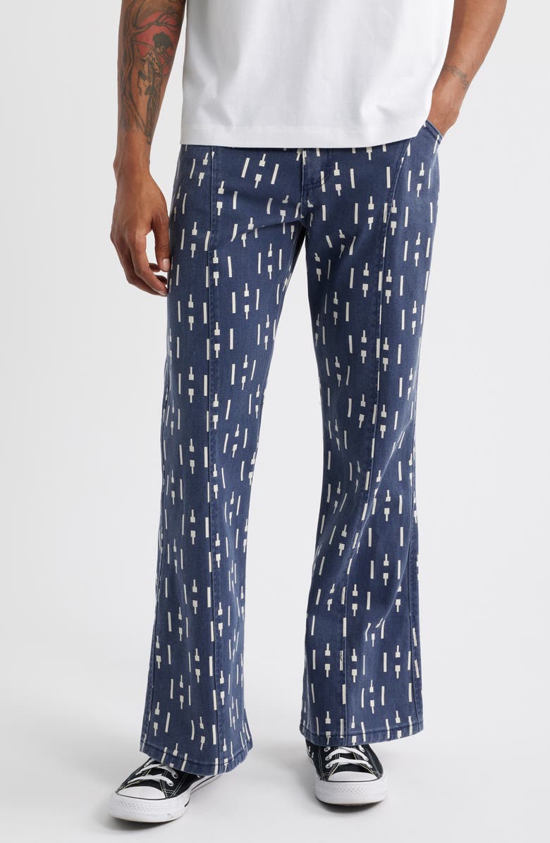 HONOR THE GIFT Print Riding Flare Jeans, Main, color, Navy