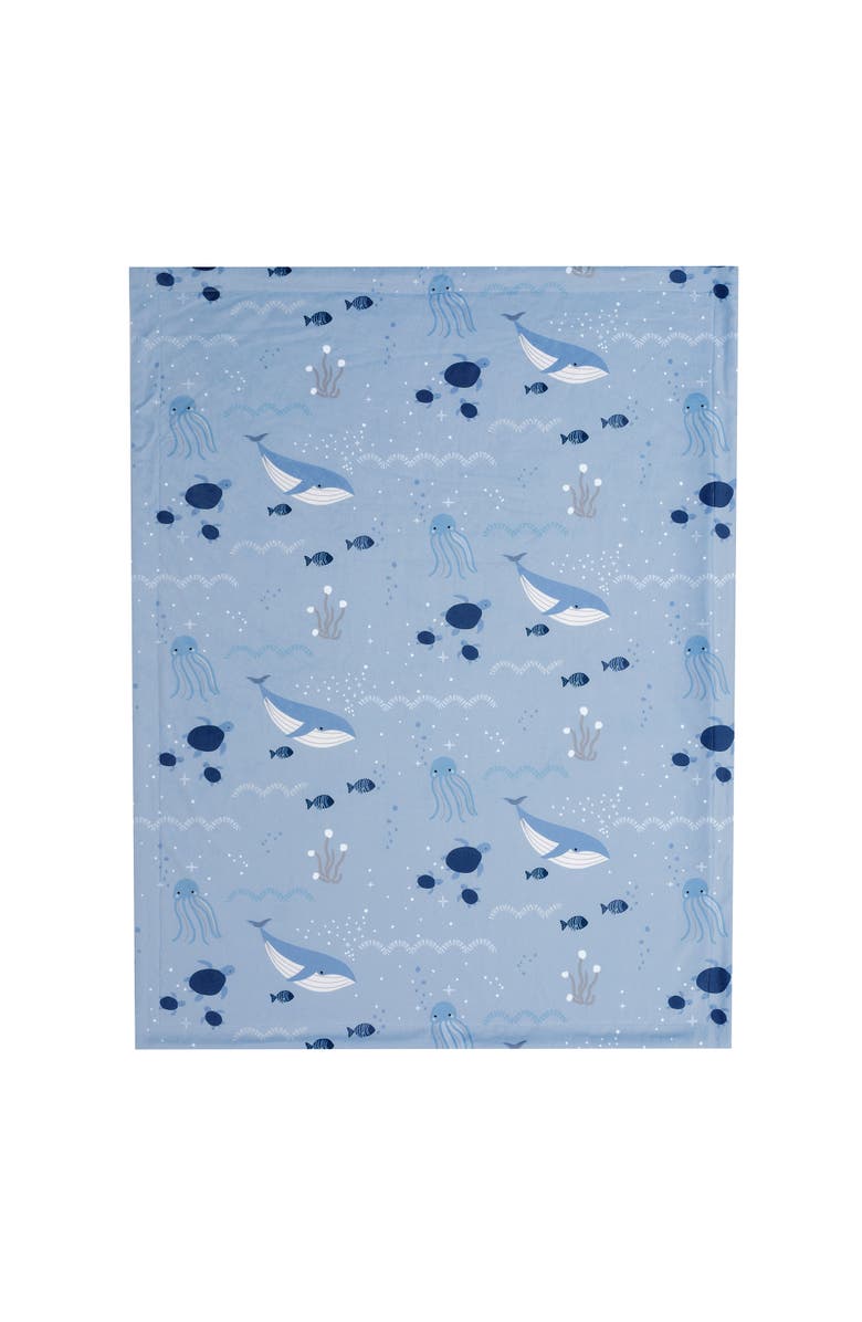 Lambs & Ivy Bubbles & Squirt Ocean/Aquatic Whale Soft Fleece Baby Blanket, Alternate, color, Blue