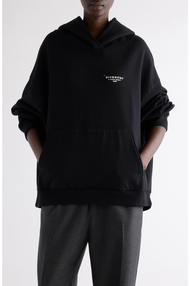 Oversize Logo Graphic Hoodie, Main, color, BLACK
