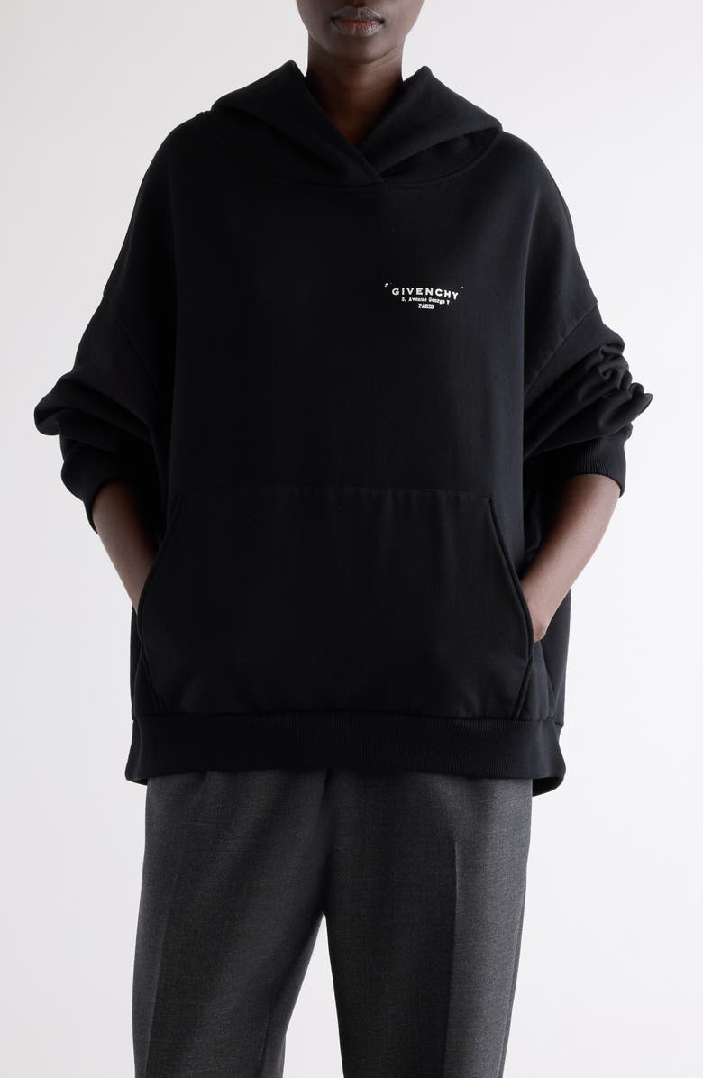 Givenchy Oversize Logo Graphic Hoodie, Main, color, Black