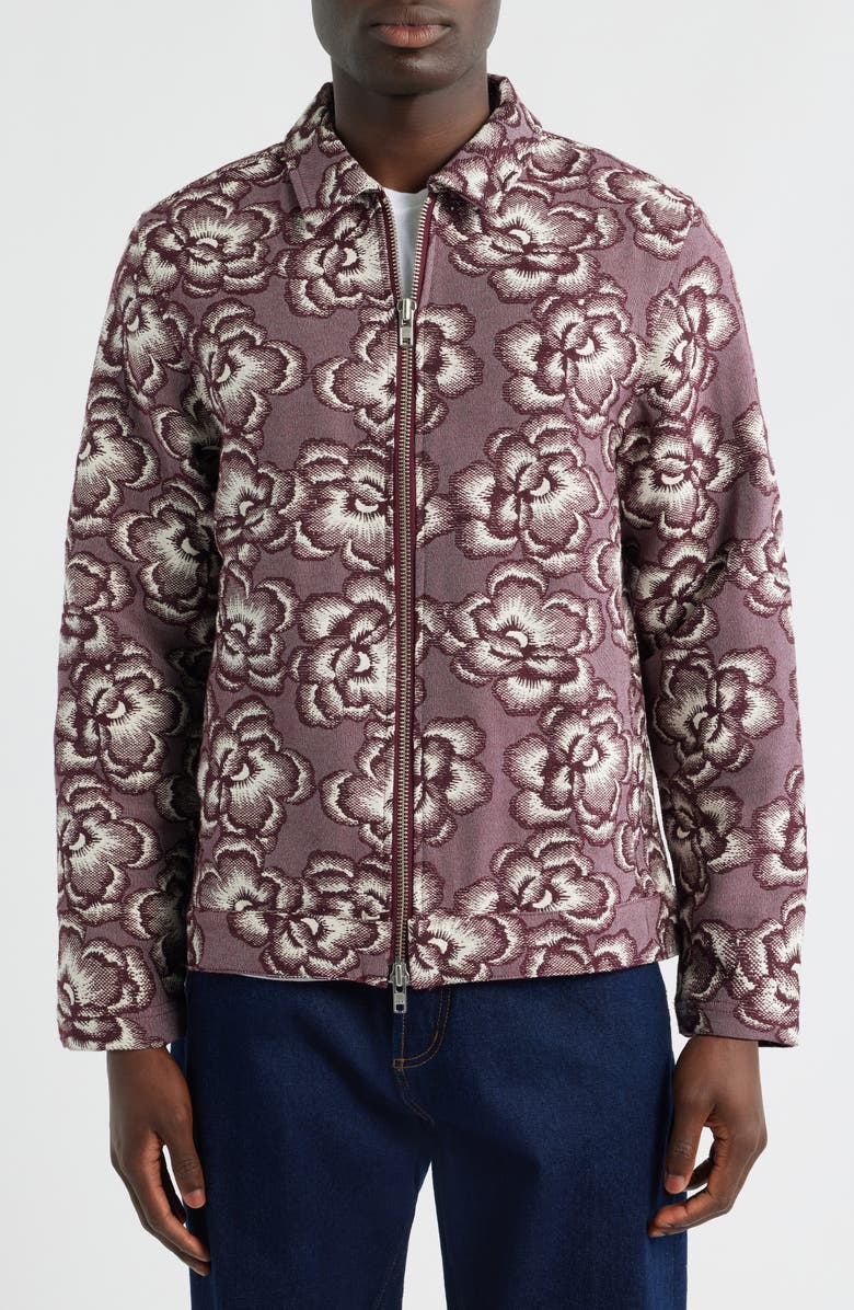 Wax London Park Floral Jacquard Jacket, Alternate, color, Burgundy / Ecru