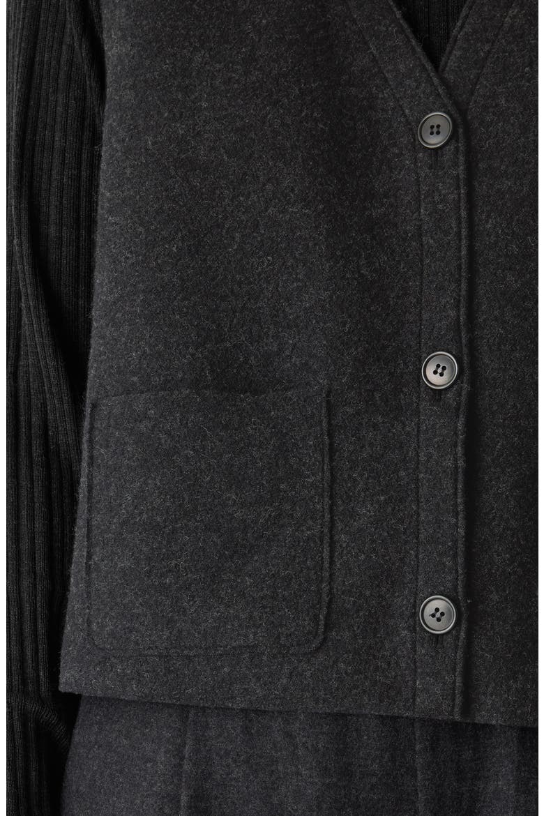 Pocket Wool Felted Cardigan, Alternate, color, CHARCOAL