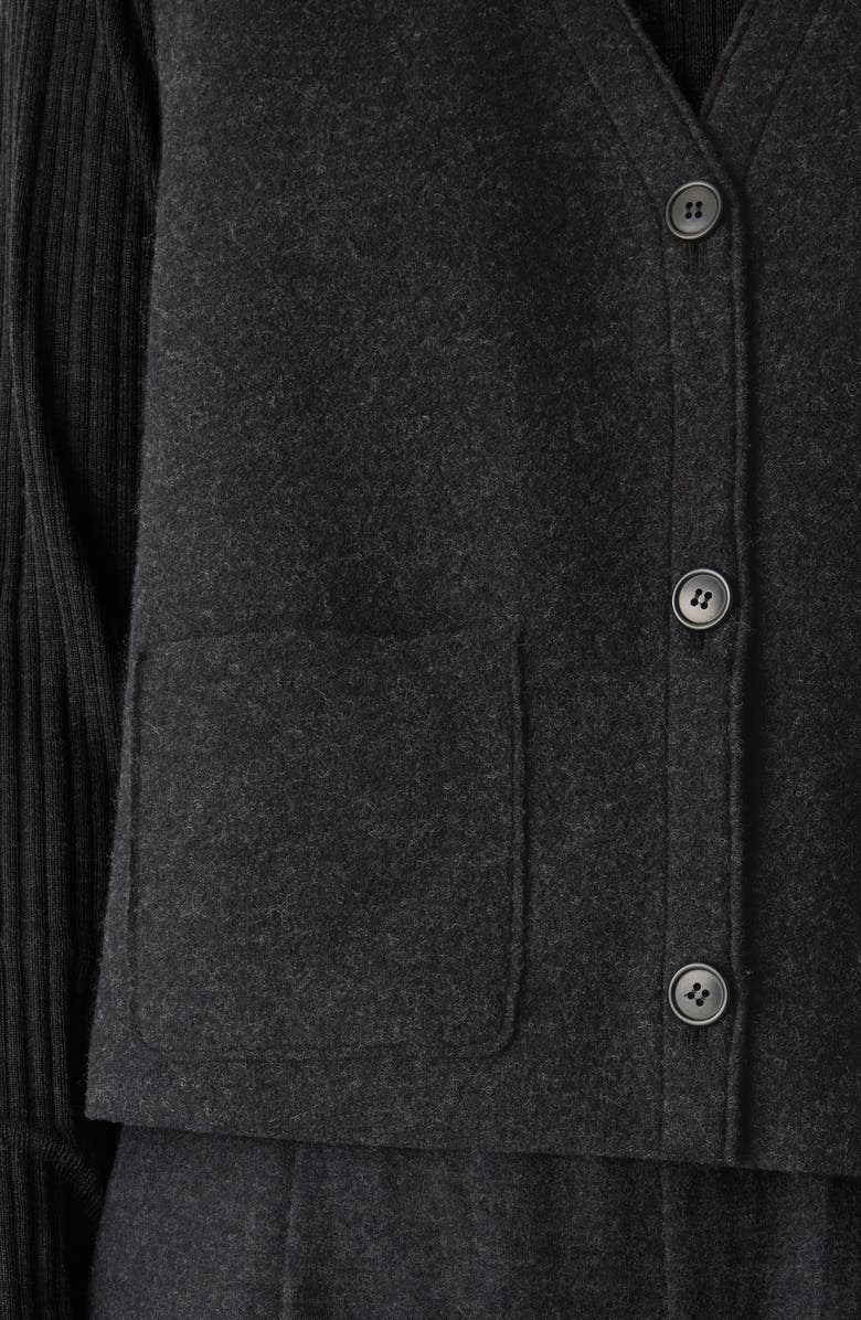 Eileen Fisher Pocket Wool Felted Cardigan, Alternate, color, Charcoal