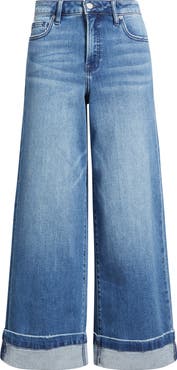 HIDDEN JEANS Cuffed High Waist Ankle Wide Leg Jeans