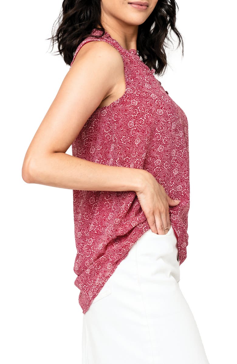 GIBSONLOOK Respect the Ruffle Floral Sleeveless Top, Alternate, color, Magenta