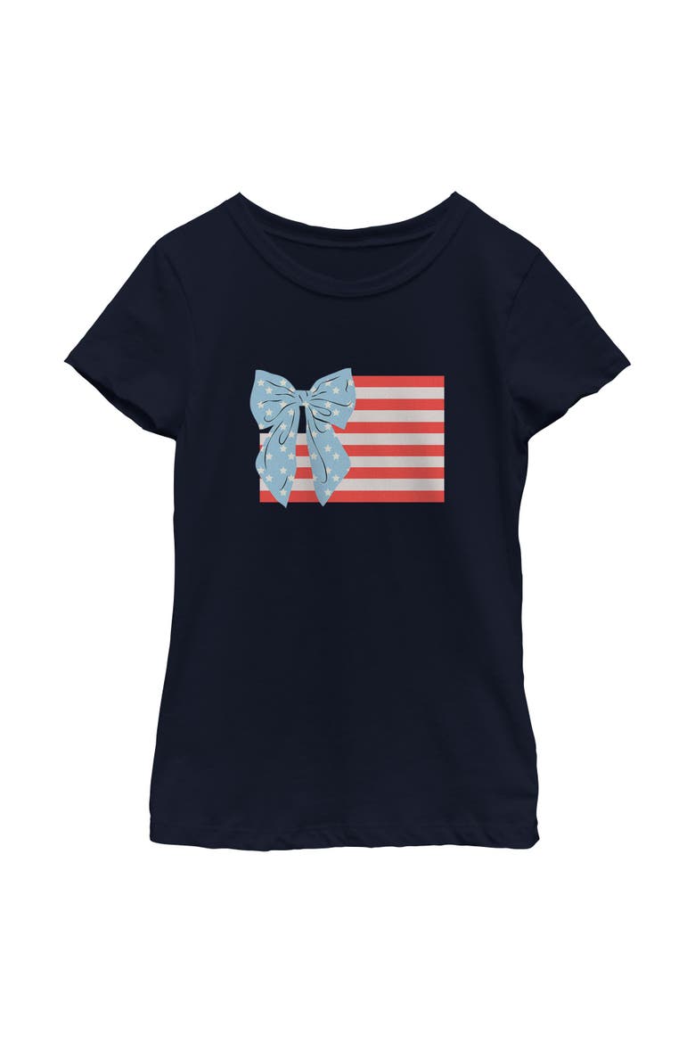 Girl's Lost Gods Bow Bars and Stars  Graphic T-Shirt, Main, color, Navy Blue