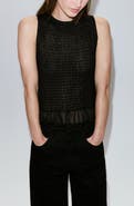 MANGO Shirred Ruffle Sleeveless Top