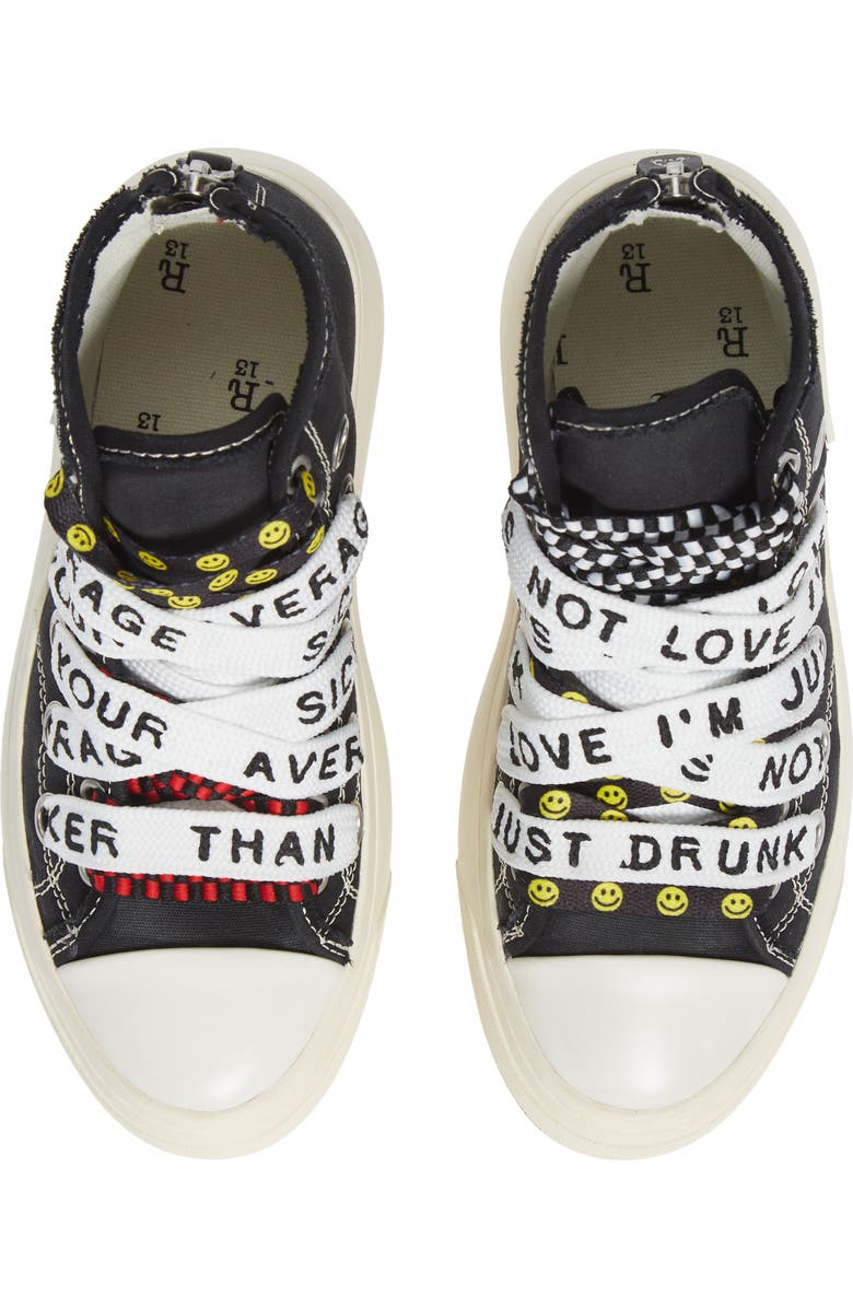 R13 Double Grommet High Top Sneaker, Alternate, color,