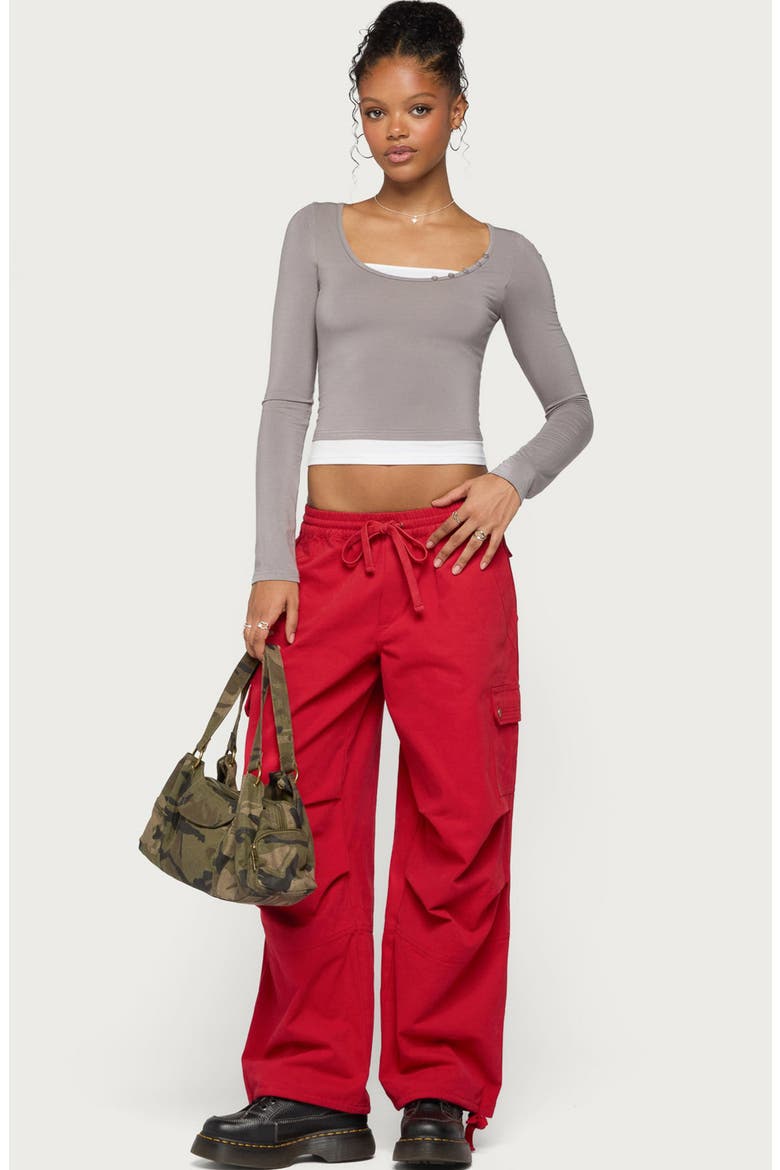 Maira Layered Long Sleeve Top, Alternate, color, DARK-GRAY