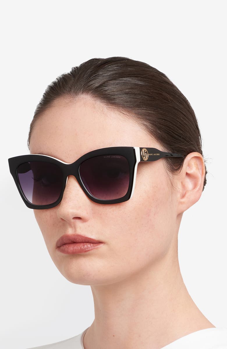 Marc Jacobs 54mm Cat Eye Sunglasses, Alternate, color, Black White/ Dark Grey