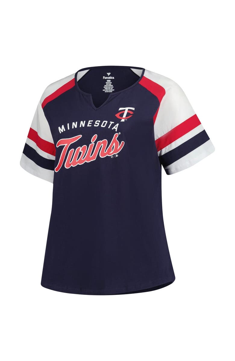 PROFILE Women's Profile Navy Minnesota Twins Plus Sized Arched Notch Neck T-Shirt, Alternate, color,