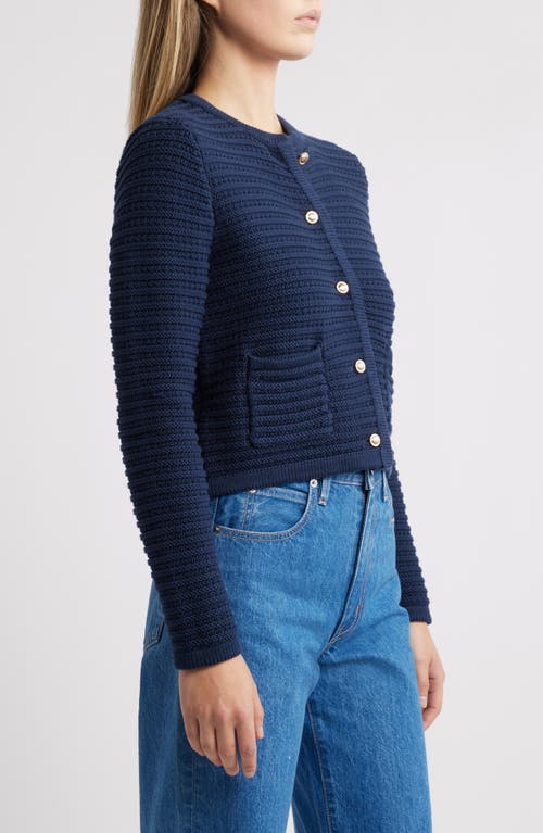Caslon ® Textured Pima Cotton Cardigan In Blue