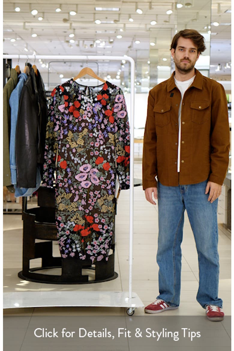 Sophia Floral Embroidered Long Sleeve Sheath Dress video