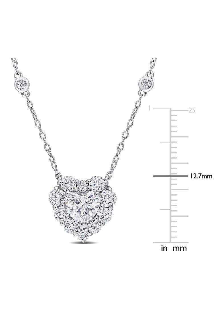 Sterling Silver Lab Created Moissanite Heart Pendant Necklace, Alternate, color, WHITE