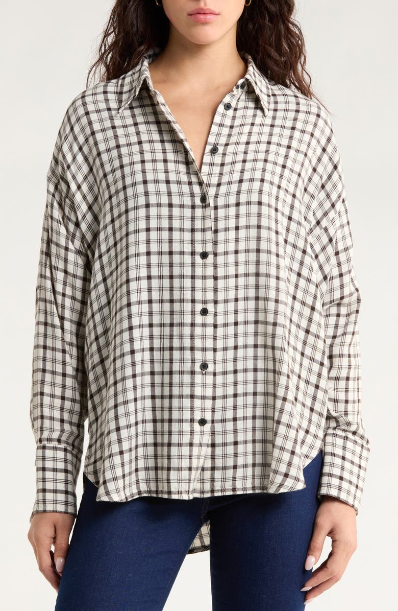Madewell Heathered Flannel Dolman Button-Up Shirt, Alternate, color, Antique Cream